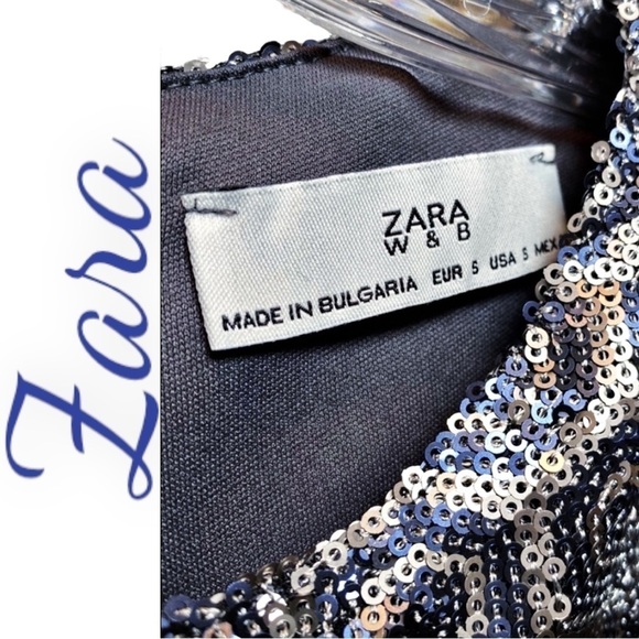 ZARA W&B COLLECTION Sequined Geometric 60s Retro Mini Dress, Small - Picture 4 of 5